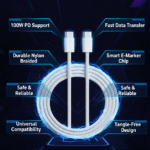 Durable USB-C to USB-C Braided Fast Charging Cable – 100W Power Delivery, 1 Meter (White)