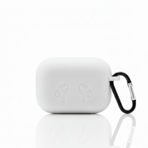 Bright White AirPods Pro / AirPods Pro 2 Silicone Case Cover with Carabiner Clip | Shockproof Protective Skin