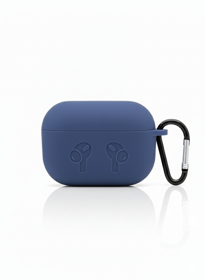 Navy Blue AirPods Pro / AirPods Pro 2 Silicone Case Cover with Carabiner Clip | Shockproof Protective Skin